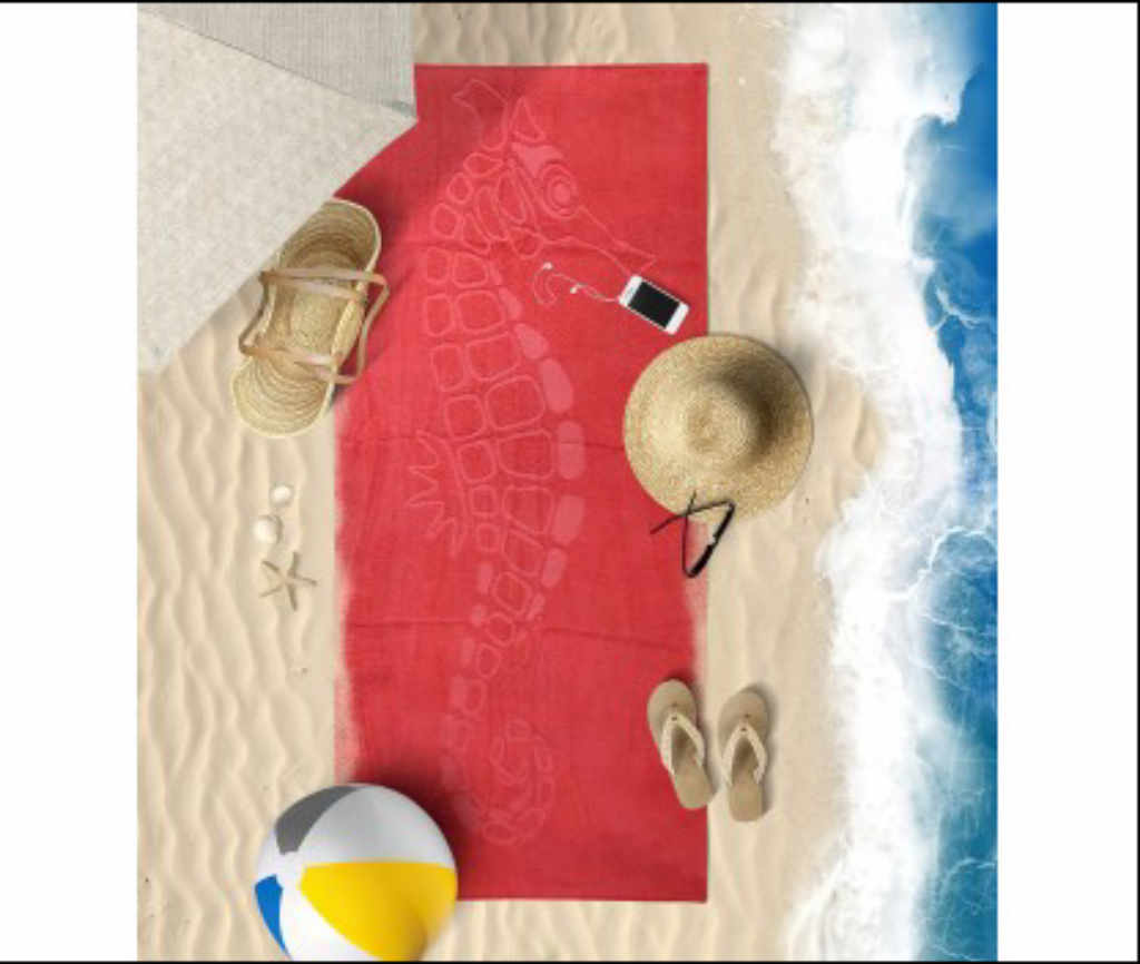 Плажна кърпа жакард в цвят Наситен корал